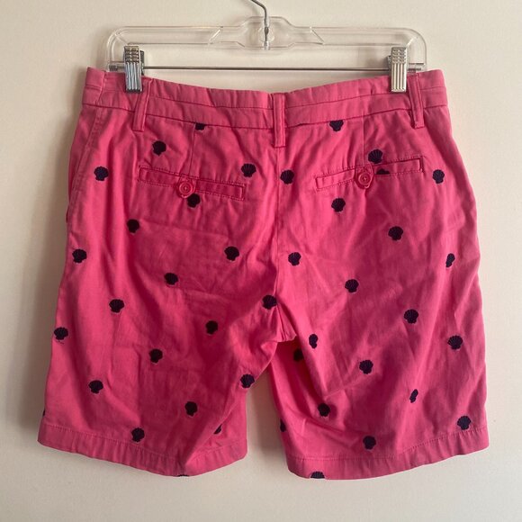 British Khaki Women's Pink with Navy Sea Shells Short Size 4 M1 - Picture 2 of 4